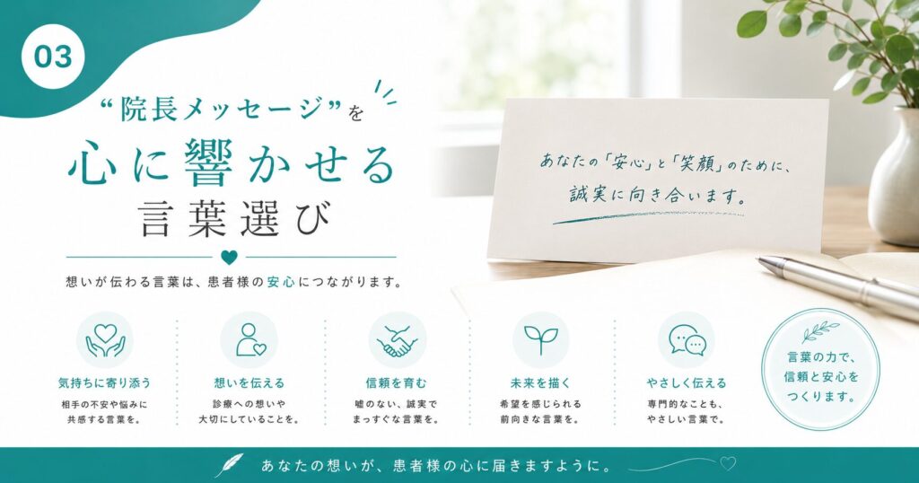“院長メッセージ”を心に響かせる言葉選び