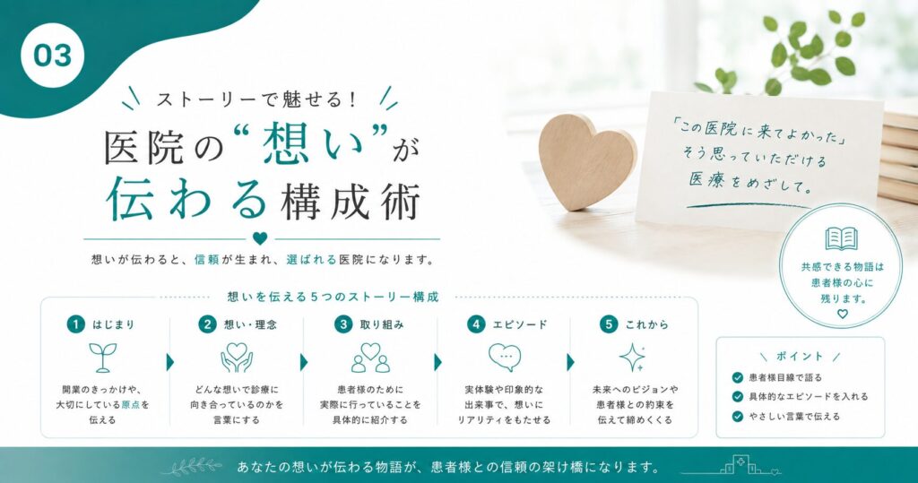 ストーリーで魅せる！医院の“想い”が伝わる構成術