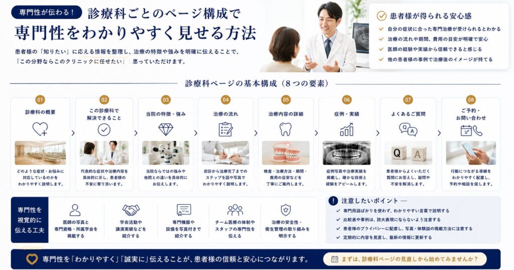 診療科ごとのページ構成で『専門性』をわかりやすく見せる方法