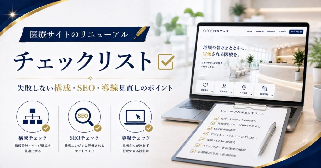 医療サイトのリニューアルチェックリスト｜失敗しない構成・SEO・導線見直しのポイント