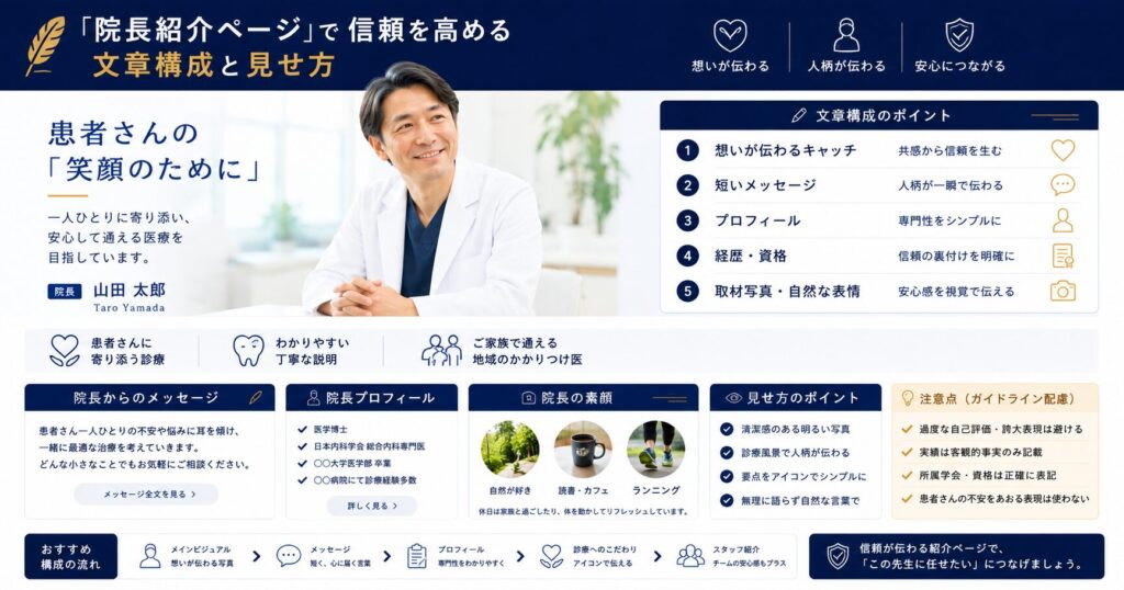 『院長紹介ページ』で信頼を高める文章構成と見せ方