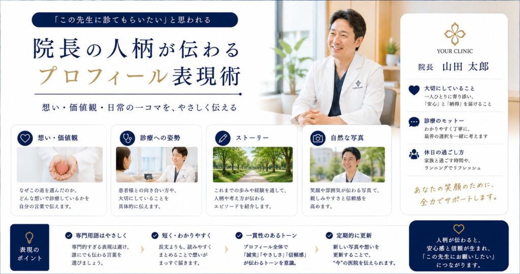 院長の人柄が伝わる“プロフィール表現術”