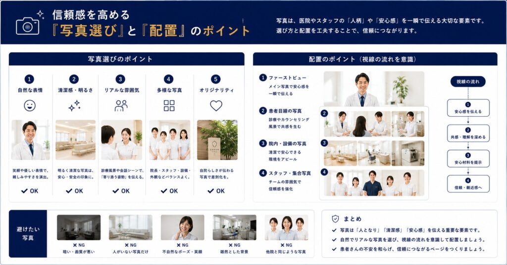 信頼感を高めるための『写真選び』と『配置』のポイント