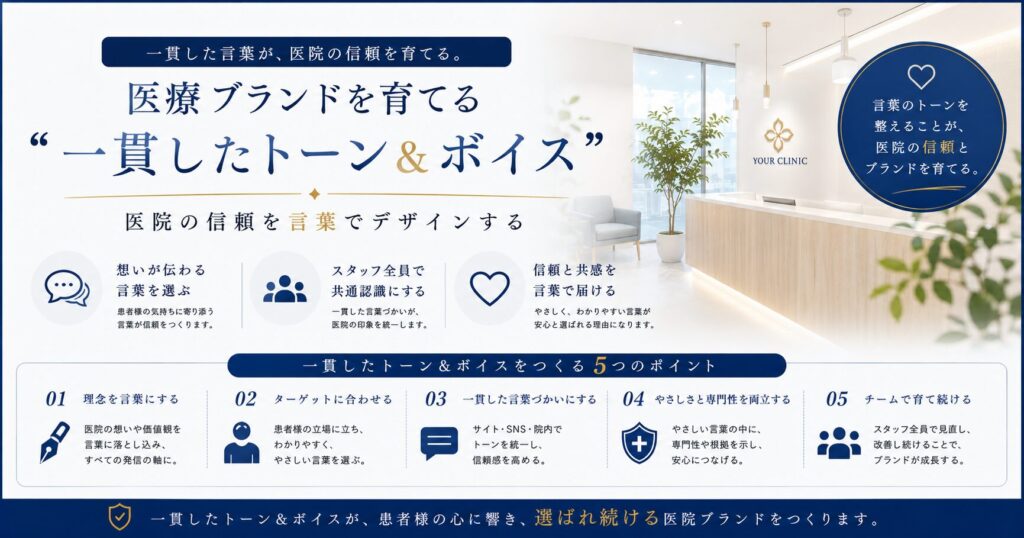 医療ブランドを育てる「一貫したトーン＆ボイス」｜医院の信頼を言葉でデザインする