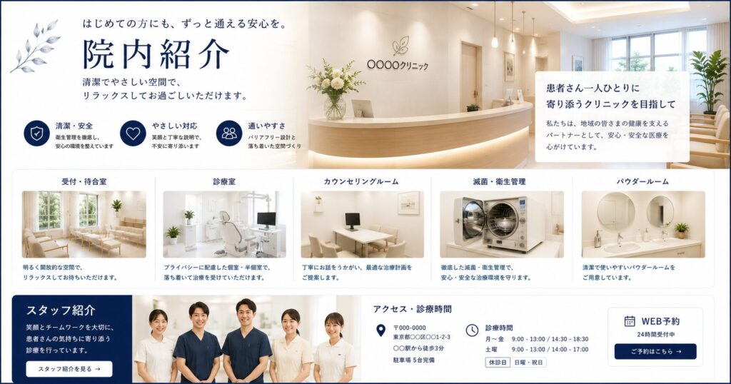 院内紹介ページで“安心感”を伝えるレイアウト